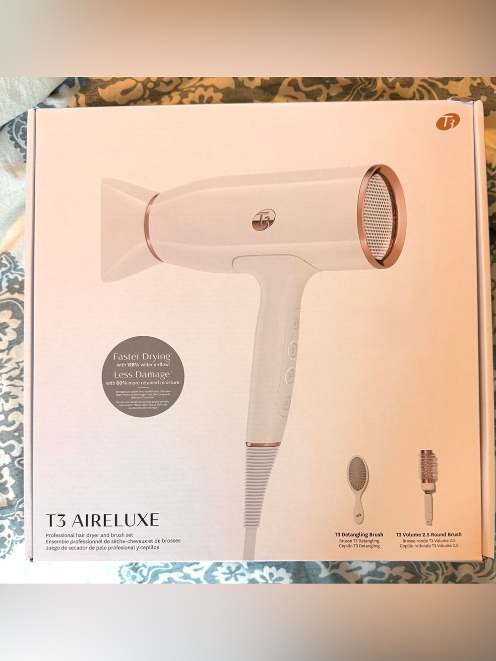 T3 Aireluxe White with Rose Gold Accent Hair Dryer